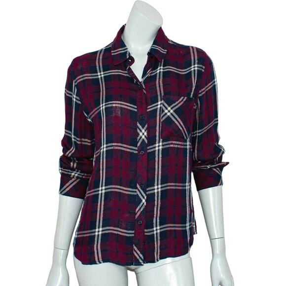 Rails Gemini Button up Flannel Shirt Metallic Plaid Women's Size Small - Picture 3 of 9